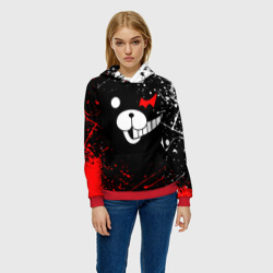 Женская толстовка 3D Monokuma краснобелые брызги - фото 2