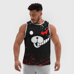 Мужская спортивная майка 3D Monokuma краснобелые брызги - фото 2