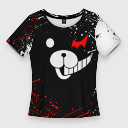 Женская футболка 3D Slim Monokuma краснобелые брызги