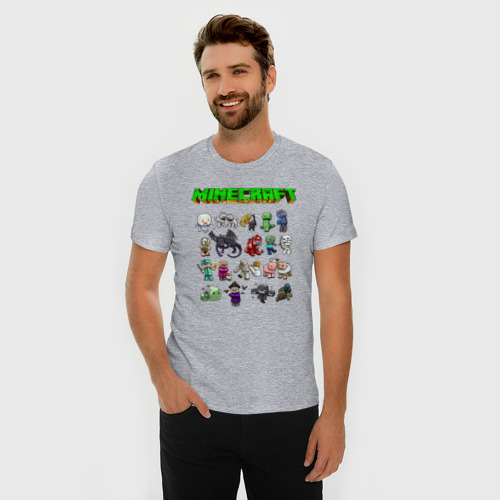 Мужская футболка хлопок Slim Minecraft, цвет меланж - фото 3