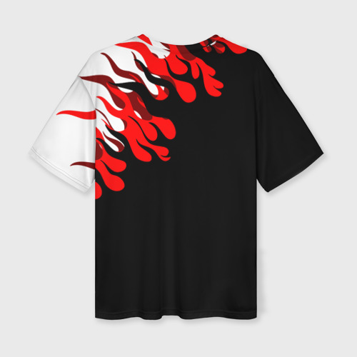 Женская футболка oversize 3D Монокума красные языки пламени, цвет 3D печать - фото 2