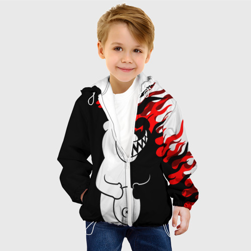 Детская куртка 3D Монокума красные языки пламени, цвет белый - фото 3
