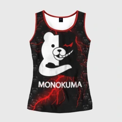 Женская майка 3D Монокума с красной молнией