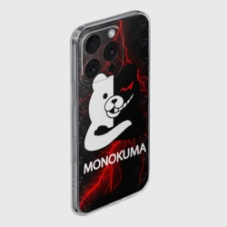 Чехол для iPhone 16 Pro силиконовый с защитой камеры Монокума с красной молнией - фото 2