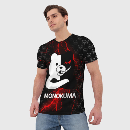Мужская футболка 3D Монокума с красной молнией, цвет 3D печать - фото 3