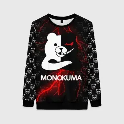 Женский свитшот 3D Монокума с красной молнией