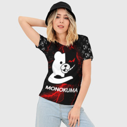 Женская футболка 3D Slim Монокума с красной молнией - фото 2