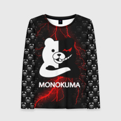 Женский лонгслив 3D Монокума с красной молнией