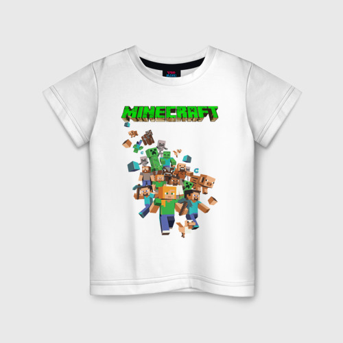 Детская футболка из хлопка с принтом Minecraft, вид спереди №1