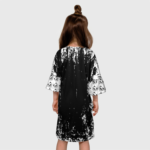Детское платье 3D с принтом Монокума черная мазня, вид сзади #2