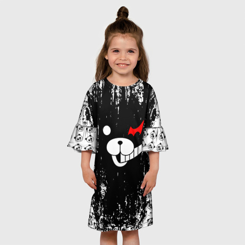 Детское платье 3D с принтом Монокума черная мазня, вид сбоку #3
