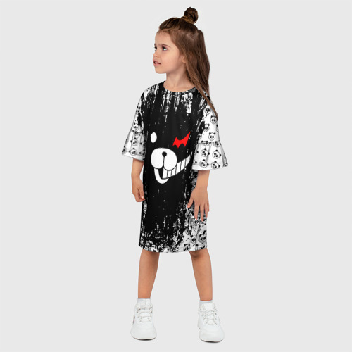 Детское платье 3D с принтом Монокума черная мазня, фото на моделе #1