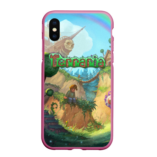 Чехол для iPhone XS Max матовый Terraria, цвет малиновый