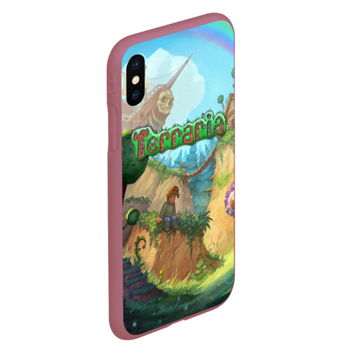 Чехол для iPhone XS Max матовый Terraria, цвет малиновый - фото 3