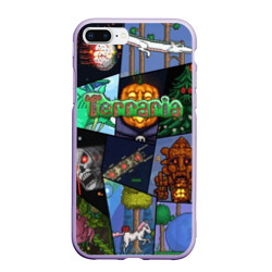 Чехол для iPhone 7Plus/8 Plus матовый Terraria коллаж с боссами