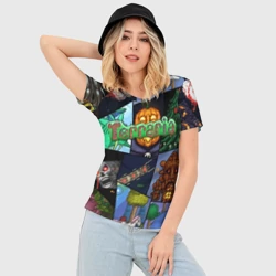 Женская футболка 3D Slim Terraria коллаж с боссами - фото 2
