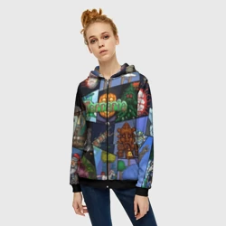 Женская толстовка 3D на молнии Terraria коллаж с боссами - фото 2