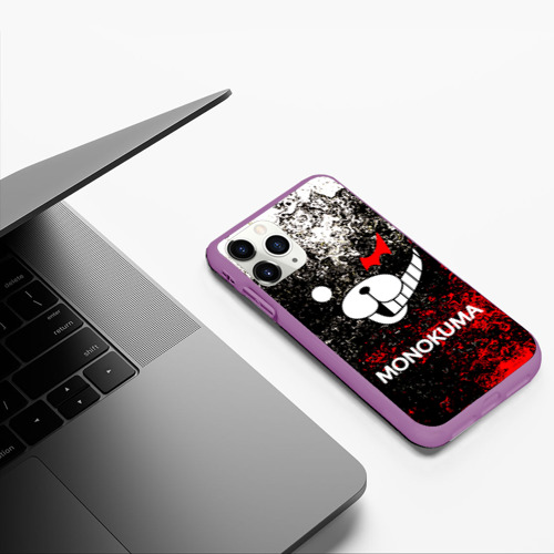 Чехол для iPhone 11 Pro матовый Монокума шум, цвет фиолетовый - фото 5
