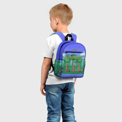 Рюкзак с принтом Terraria forest для ребенка, вид на модели спереди №2. Цвет основы: белый