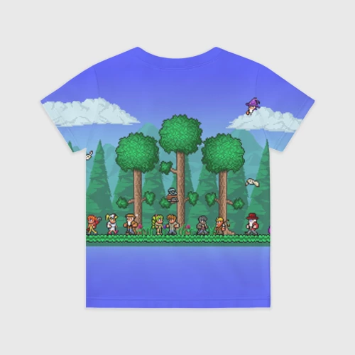 Детская футболка 3D с принтом Terraria forest, вид сзади #1