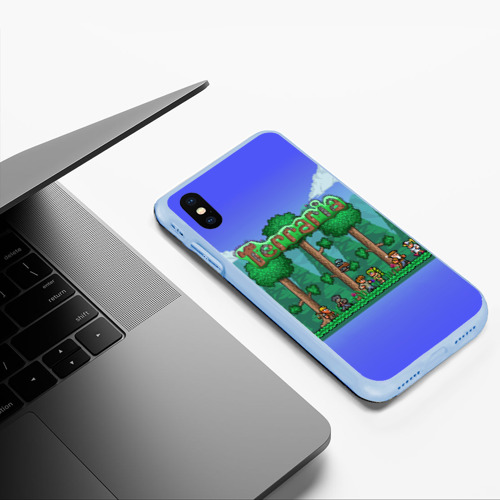 Чехол для iPhone XS Max матовый Terraria forest, цвет голубой - фото 5