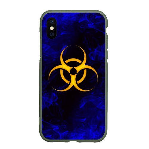 Чехол для iPhone XS Max матовый Biohazard, цвет темно-зеленый