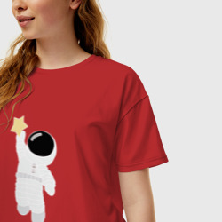 Женская футболка хлопок Oversize Космонавт и звезда - фото 2