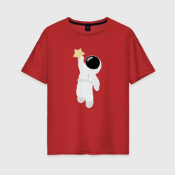 Женская футболка хлопок Oversize Космонавт и звезда