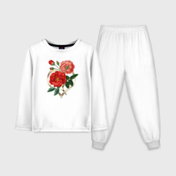 Детская пижама с лонгсливом хлопок Сердце с розами