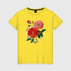 Женская футболка хлопок Сердце с розами