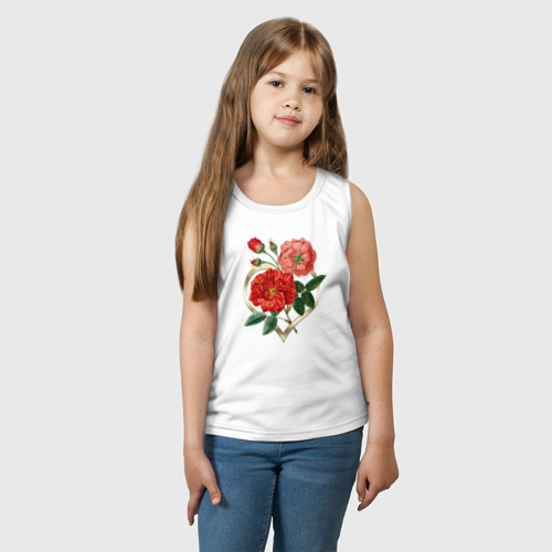Детская майка хлопок Сердце с розами, цвет белый - фото 3