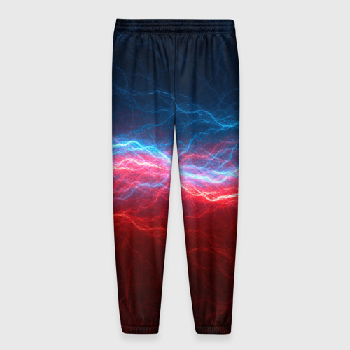 Мужские брюки 3D с принтом Синяя и красная молния, вид сзади #1