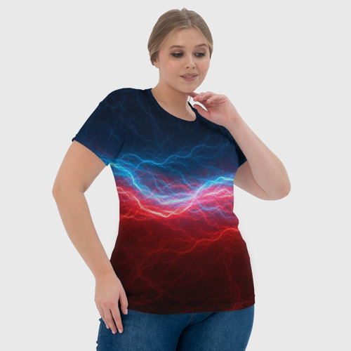 Женская футболка 3D с принтом Синяя и красная молния, фото #4