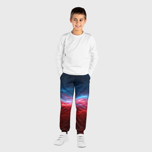 Детские брюки 3D с принтом Синяя и красная молния, вид сбоку #3