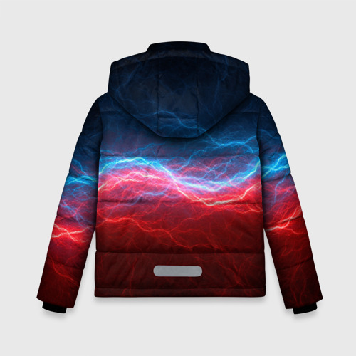 Зимняя куртка для мальчиков 3D с принтом Синяя и красная молния, вид сзади #1