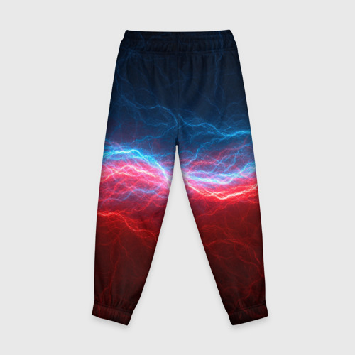 Детские брюки 3D с принтом Синяя и красная молния, вид сзади #1