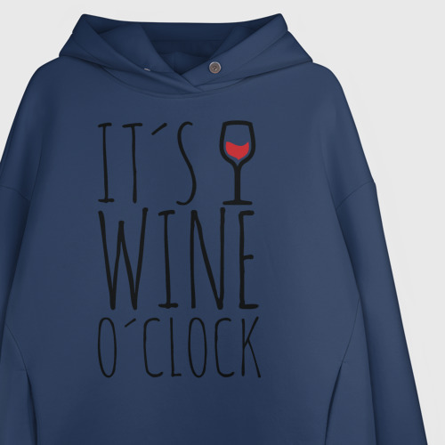 Женское худи Oversize хлопок Wine O'clock, цвет темно-синий - фото 3