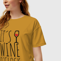 Женская футболка хлопок Oversize Wine O'clock - фото 2