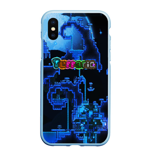 Чехол для iPhone XS Max матовый Terraria, цвет голубой