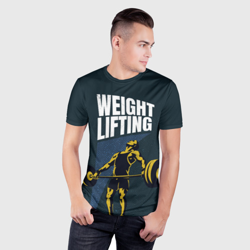 Мужская футболка 3D Slim Wheight lifting, цвет 3D печать - фото 3