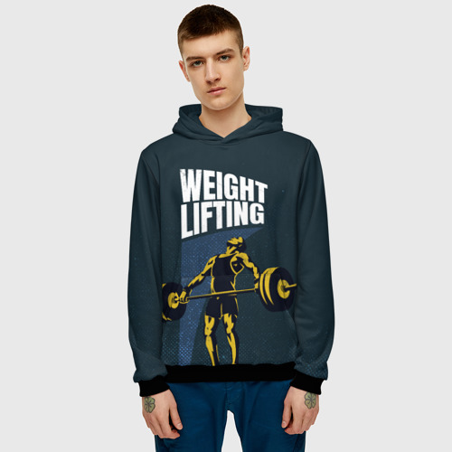 Мужская толстовка 3D Wheight lifting, цвет черный - фото 3