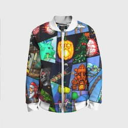 Детский бомбер 3D Terraria все персонажи паттерн-коллаж пиксели