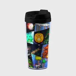 Термокружка-непроливайка Terraria все персонажи паттерн-коллаж пиксели