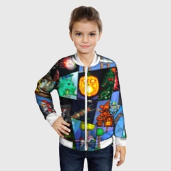 Детский бомбер 3D Terraria все персонажи паттерн-коллаж пиксели - фото 2