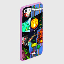 Чехол для iPhone 5/5S матовый Terraria все персонажи паттерн-коллаж пиксели - фото 2
