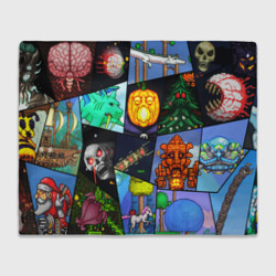 Плед 3D Terraria все персонажи паттерн-коллаж пиксели