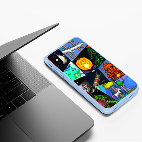 Чехол для iPhone XS Max матовый Terraria allpic, цвет голубой - фото 5