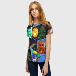 Женская футболка 3D Terraria все персонажи паттерн-коллаж пиксели - фото 2