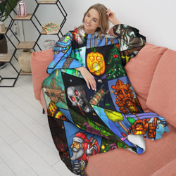 Плед с рукавами Terraria все персонажи паттерн-коллаж пиксели - фото 2