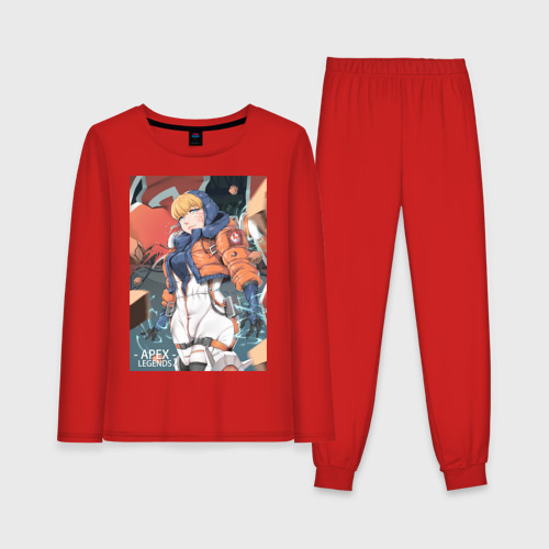 Женская пижама с лонгсливом хлопок Apex Legends Wattson, цвет красный